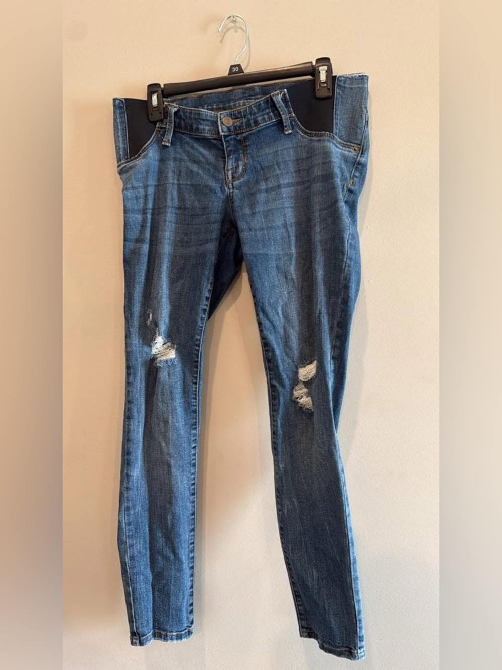 Isabel Maternity by Ingrid & Isabel Distressed Dark Blue Skinny Jeans
